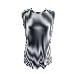 MICHAEL Kors Striped Sleeveless T-Shirt Top Blue White Size S